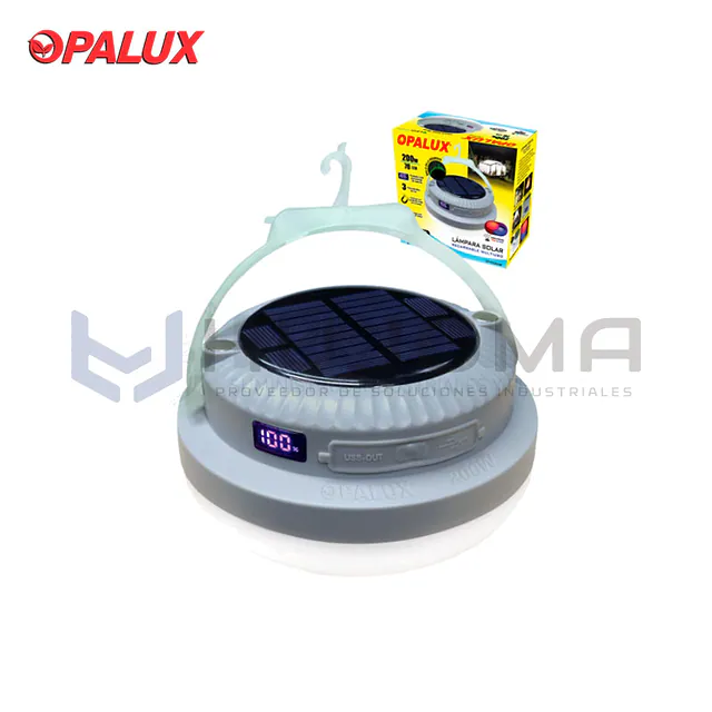 Lámpara Portátil Recargable con Panel Solar Opalux OP-FD200W