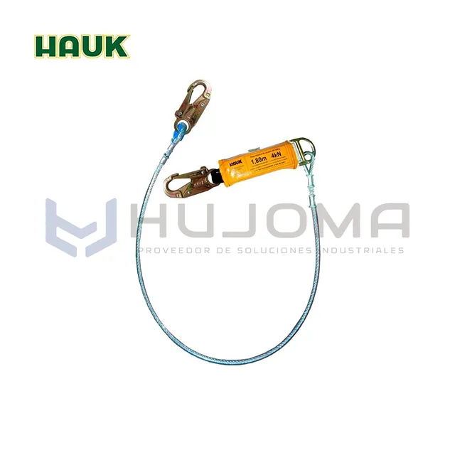 Línea de vida cable de acero 1/4" con 2 ganchos 3/4" Hauk DF1P