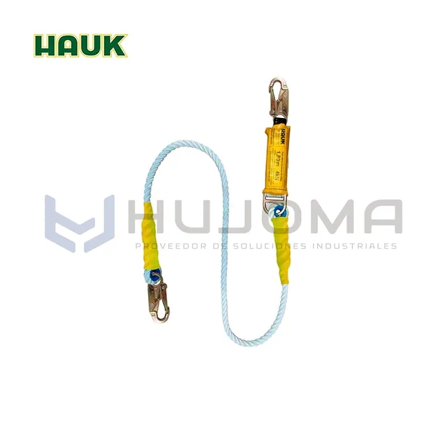 Línea de vida cabo torcido 5/8" con 2 ganchos 3/4" Hauk DC1P