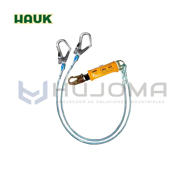 Línea de vida doble cable de acero 1/4" ganchos 3/4" y 2 1/4" Hauk DF2G