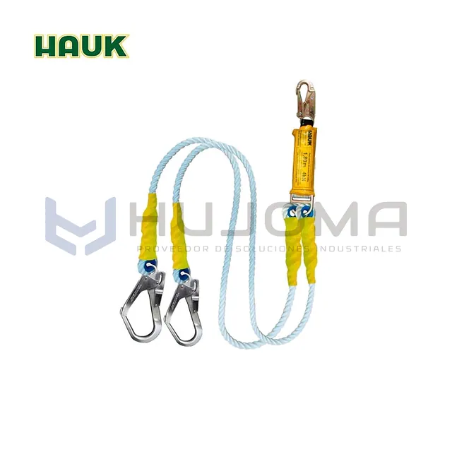Línea de Vida Doble Cabo Torcido 1 Gancho 3/4" y 2 de 2 1/4" Hauk DC2G