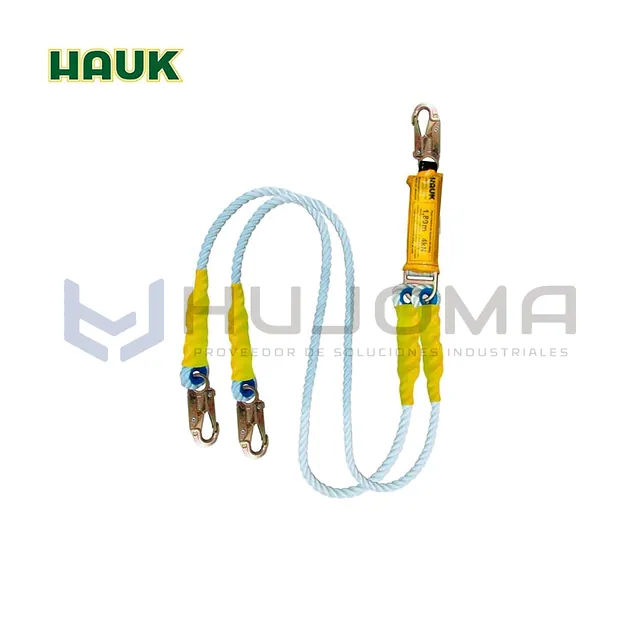 Línea de Vida doble cabo torcido, 3 ganchos 3/4" Hauk (DC2P)