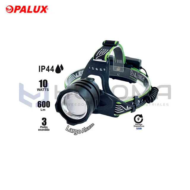 Linterna Frontal 10W 600 lm con Banco de Energía Opalux OP-3404