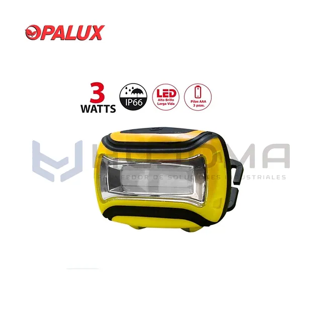 Linterna Frontal LED 3W a Pilas Amarilla Opalux OP-1102AM