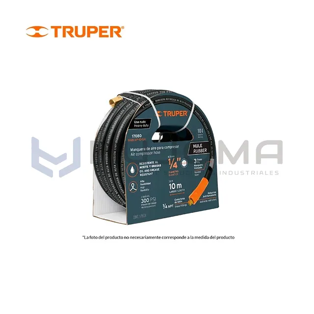 Manguera de Hule para Compresora 10 m x 1/2" Truper 17085