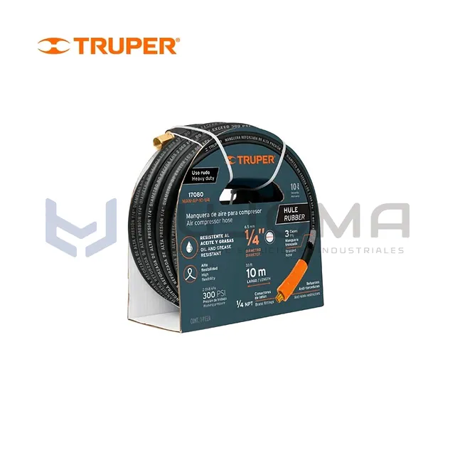 Manguera de Hule para Compresora 10 m x 1/4" Truper 17080