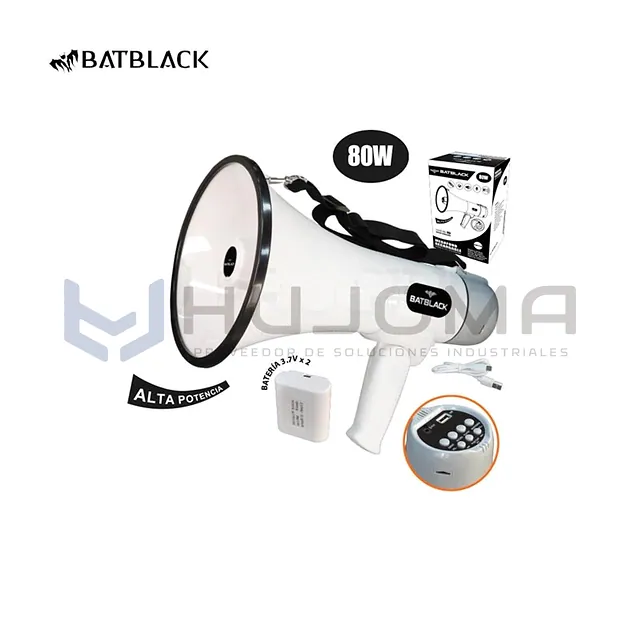 Megáfono 80W Recargable Batblack BT-MF80