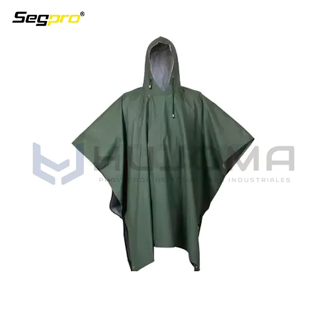 Poncho de PVC para Lluvia 0.32 mm Verde Segpro PPVCP-VER