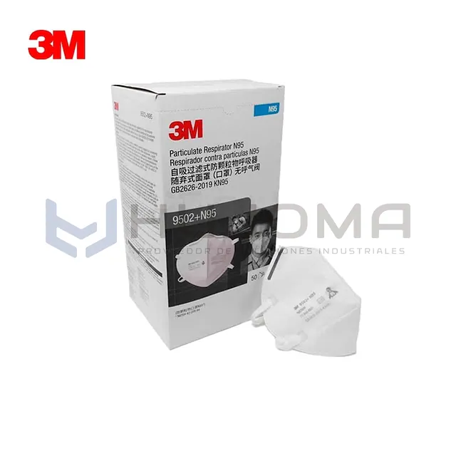 Respirador Desechable 3M 9502+ N95 Pliegue Plano