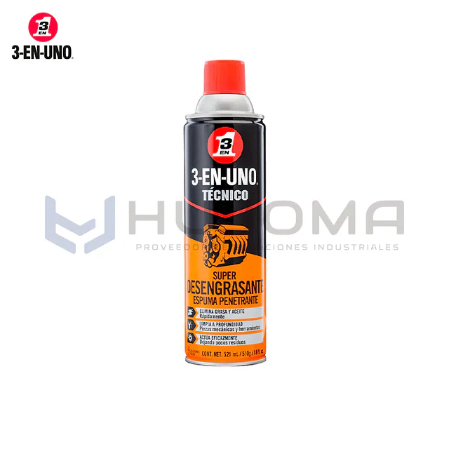 Súper Desengrasante en Espuma 3-EN-UNO Técnico 521 ml