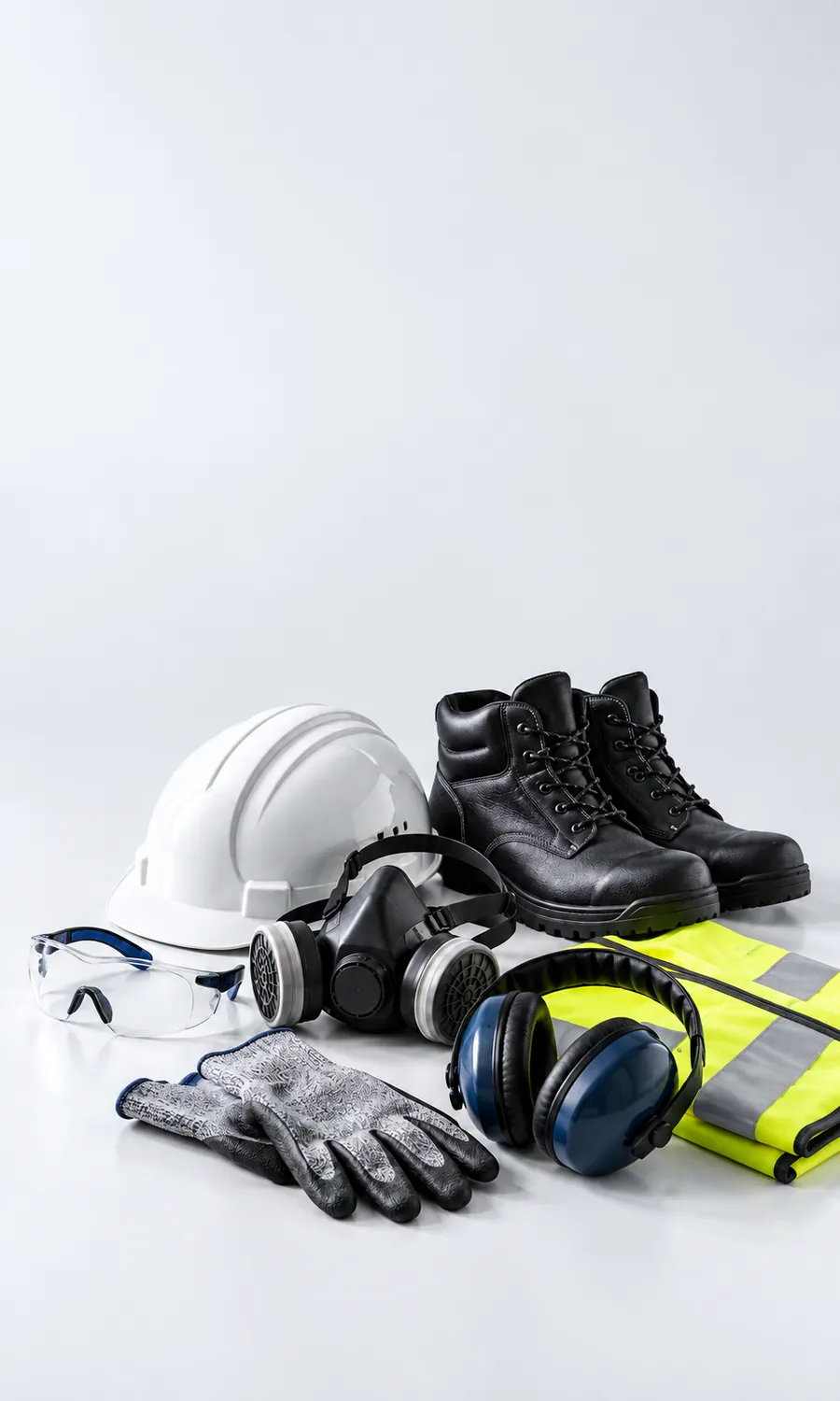 Casco, lentes, guantes, respirador y botas de seguridad: equipos de protección personal